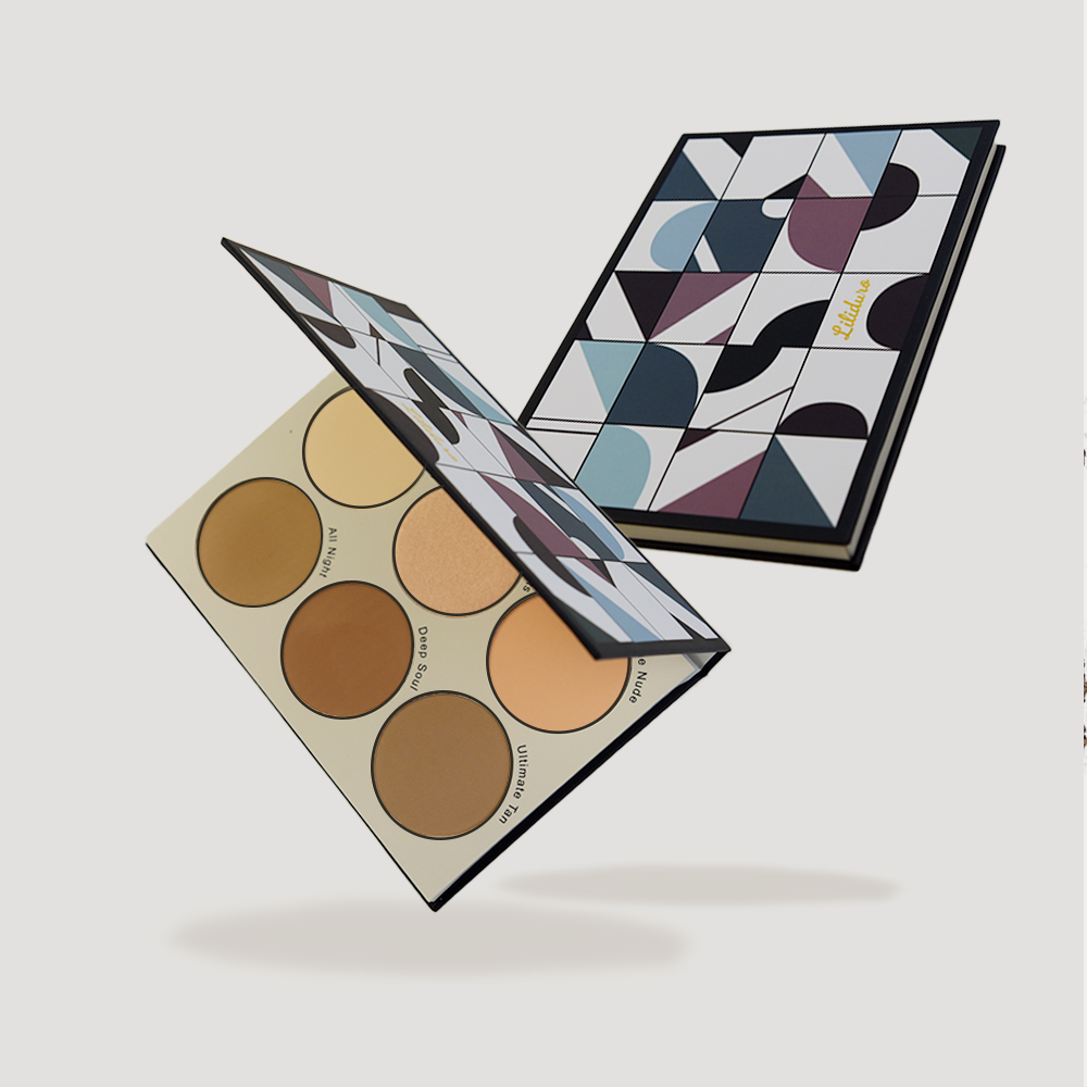 Liliduro Geometric Facial Contouring Palette 6 Colors Natural Brightening Highlight Contour Powder Palette